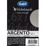 Michelangelo Color Prestige - cartoncini e buste metallizzate - 7x11 cm - argento - 5 pz.