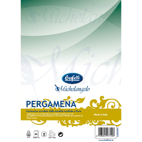 Prodotto: 00503000R - Michelangelo Pergamena - Avorio - risma carta -  Formato A4 - 50 ff. - Buffetti