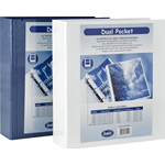 Cartella Dual Pocket - 4 anelli - quadri - Diametro 65 mm - blu