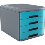 Cassettiera 4 cassetti Plastic Desk - colore celeste