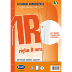 Ricambi bianchi per quaderni con banda rinforzafori - A4 - righe 1R - 40 fogli