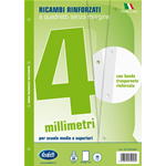 Ricambi bianchi per quaderni con banda rinforzafori - A4 - quadretti 4 mm - 40 fogli