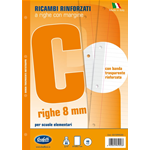 Ricambi bianchi per quaderni con banda rinforzafori - A4 - righe c/margine - 40 fogli