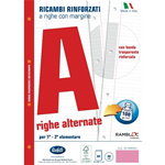 Ricambi rinforzati - A4 - 100 g - Rigatura A - Righe 1a e 2a elementare